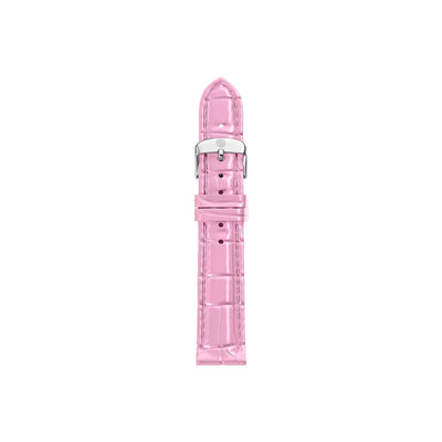 Michele 16mm Glossy Pop Pink Crocodile Leather Watch Strap - Michele product