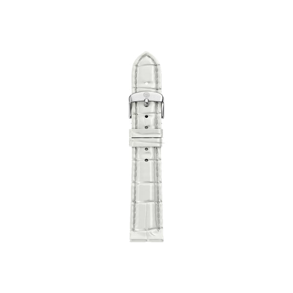Michele 16mm Glossy White Crocodile Watch Strap