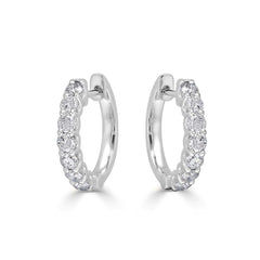 18k Gold Diamond Huggie Earrings in Yellow Gold - 1/2"