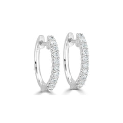 18k Gold Thin Diamond Huggie Earrings in Yellow Gold