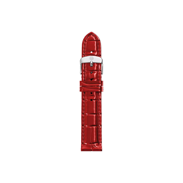 Michele 18mm Glossy Red Crocodile Leather Watch Strap