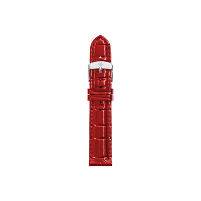 Michele 18mm Glossy Red Crocodile Leather Watch Strap - Michele product