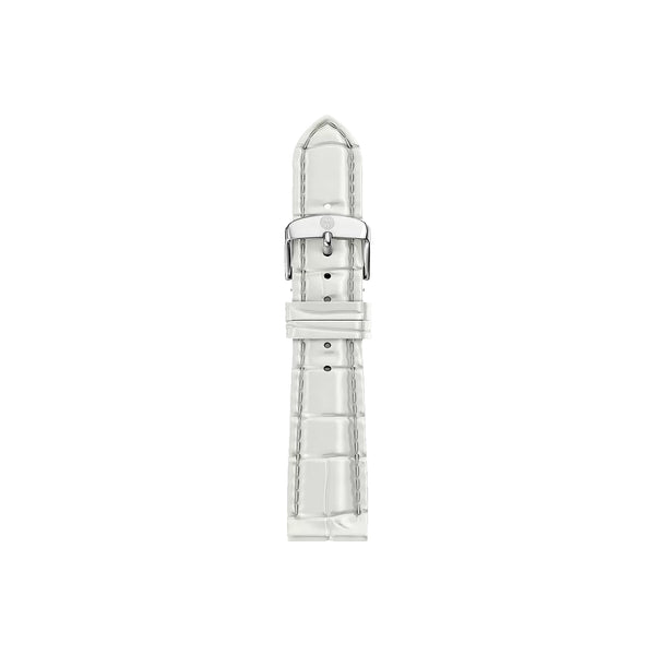 Michele 18mm Glossy White Crocodile Watch Strap