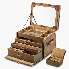 WOLF Ida Trunk Jewellery Box in Khaki
