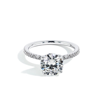 The Round Solitaire Pave Engagement Ring in Platinum - Private Label product