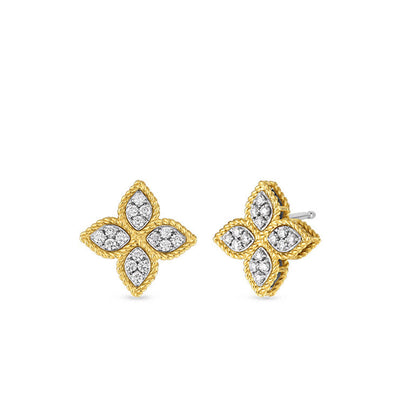 Roberto Coin Princess Flower Yellow Gold Diamond Earrings - Roberto Coin product