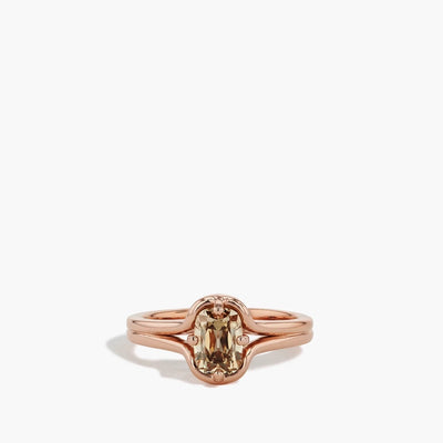 Deep Amber Desert Diamond Double Band Engagement Ring - Private Label product