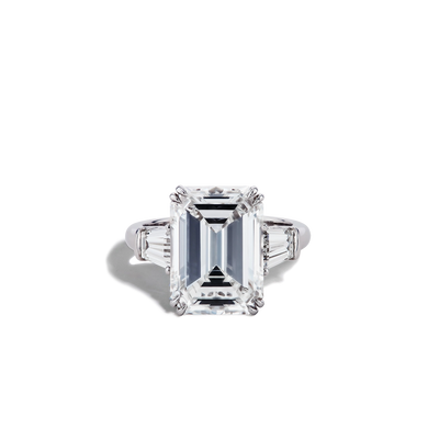 7 Carat Emerald Diamond Three Stone Ring - Private Label product