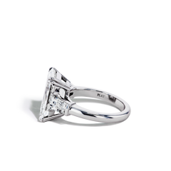 7 Carat Emerald Diamond Three Stone Ring