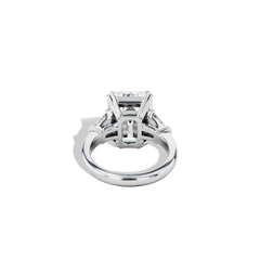 7 Carat Emerald Diamond Three Stone Ring