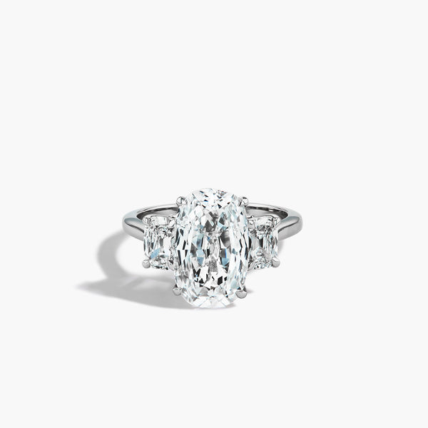 3 Carat Elongated Cushion Three Stone Engagement Ring