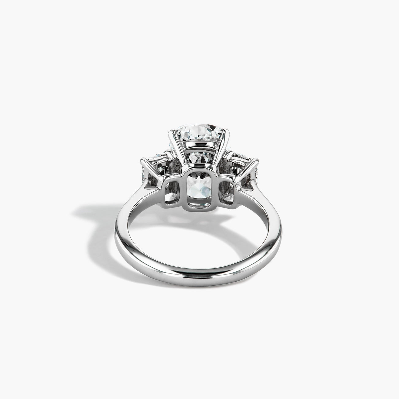 3 Carat Elongated Cushion Three Stone Engagement Ring