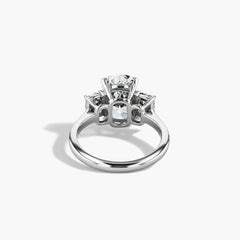 3 Carat Elongated Cushion Three Stone Engagement Ring