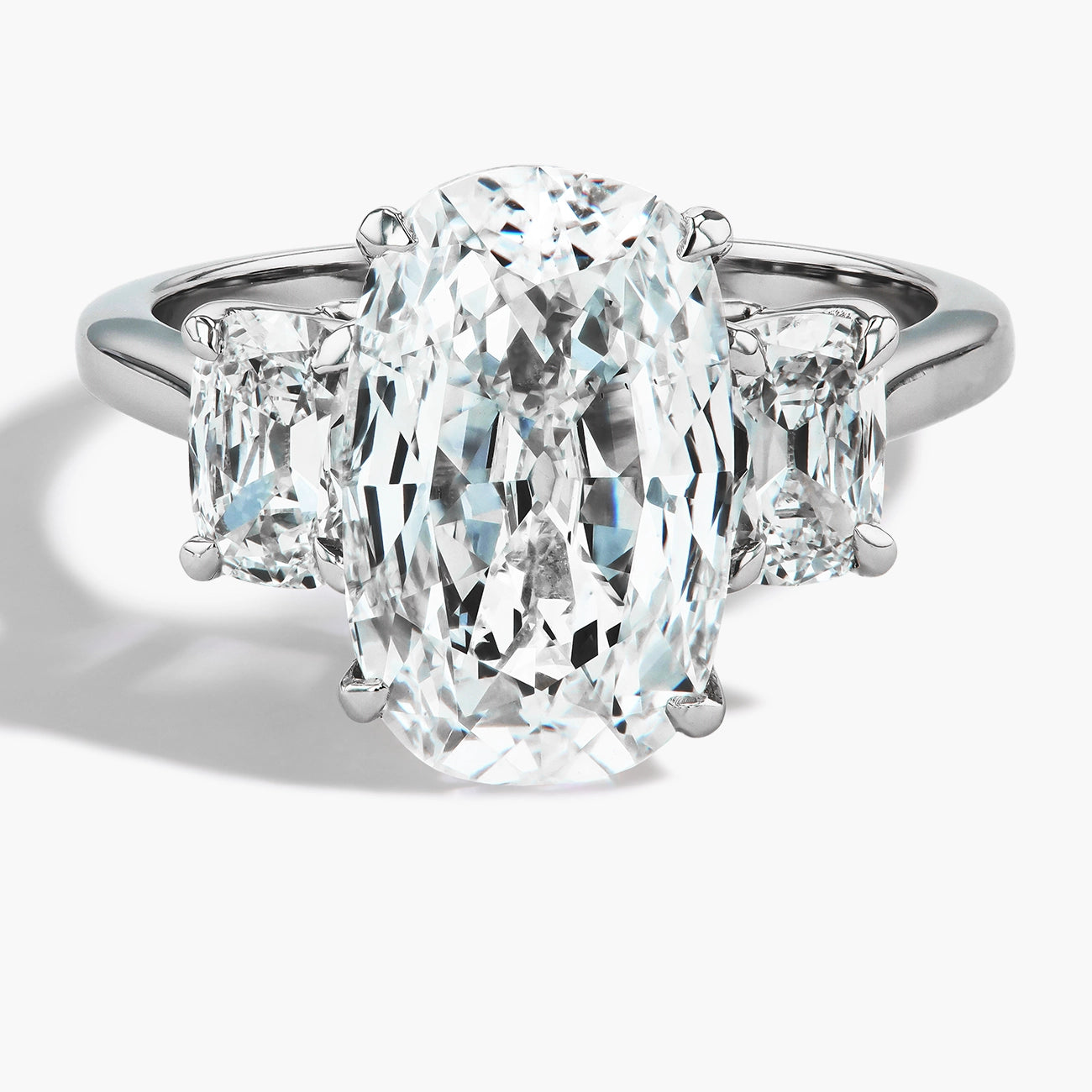 3 Carat Elongated Cushion Three Stone Engagement Ring
