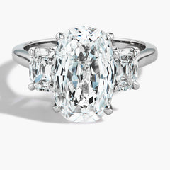 3 Carat Elongated Cushion Three Stone Engagement Ring