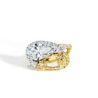 White and Yellow Diamond Double Pear Ring - J.R.DUNN product