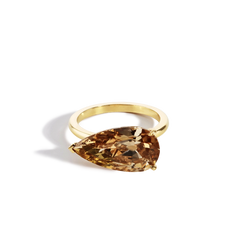 5 Carat Pear Shaped Fancy Orange Brown Diamond Engagement Ring