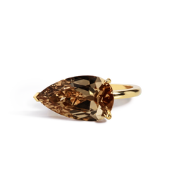 5 Carat Pear Shaped Fancy Orange Brown Diamond Engagement Ring