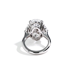 11 Carat Diamond Oval and Side Stone Ring
