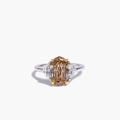 3 Carat Step Cut Oval Cognac Diamond Engagement Ring