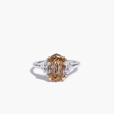 Three-Stone Cognac Diamond Engagement Ring - Private Label product