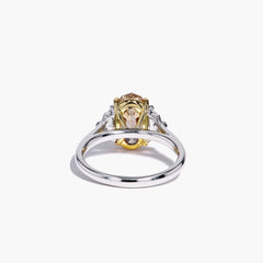3 Carat Step Cut Oval Cognac Diamond Engagement Ring
