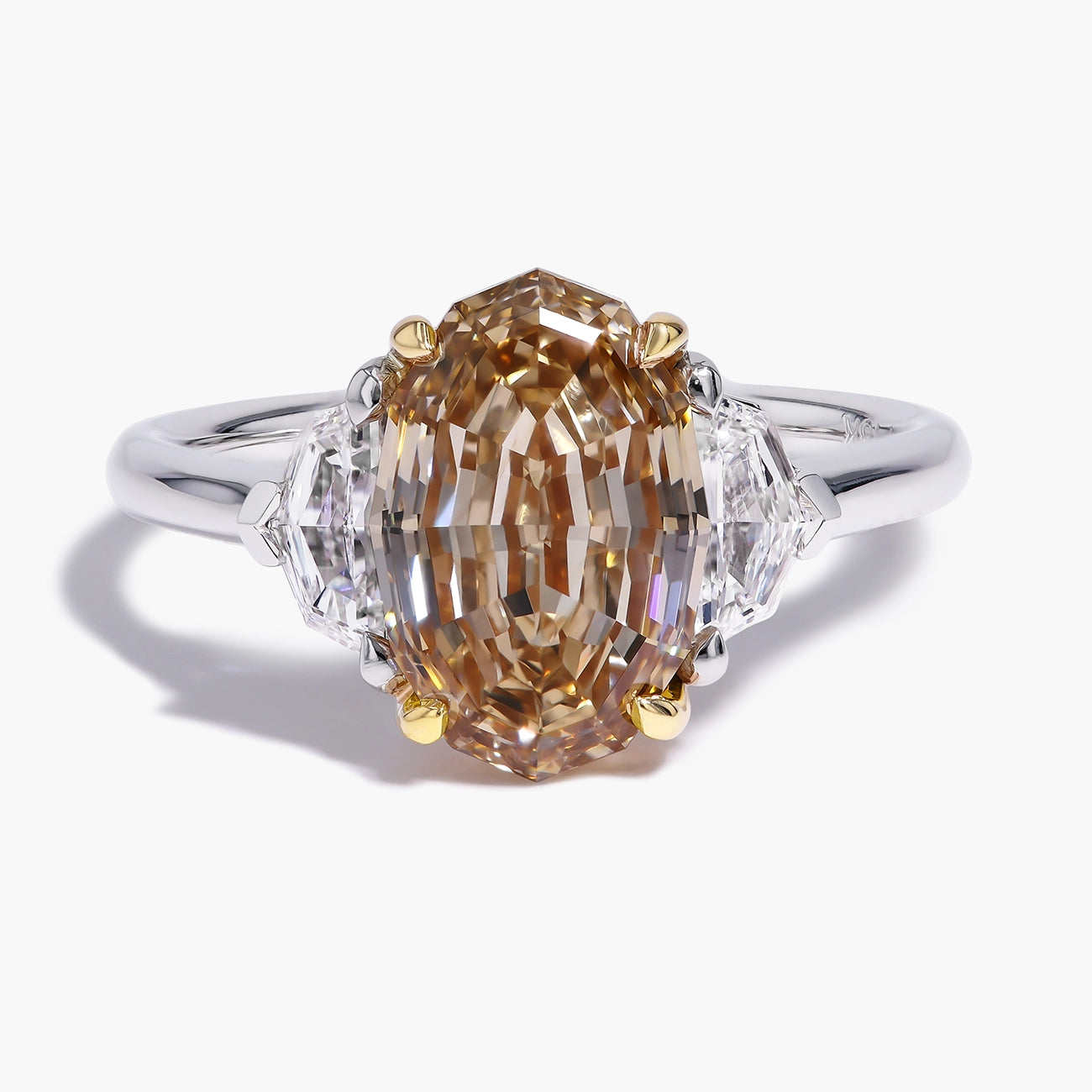 3 Carat Step Cut Oval Cognac Diamond Engagement Ring