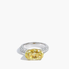 4 Carat Yellow Oval East to West Diamond Ring