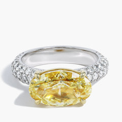 4 Carat Yellow Oval East to West Diamond Ring
