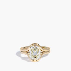 3 Carat Old Mine Cut Engagement Ring in Yellow Gold