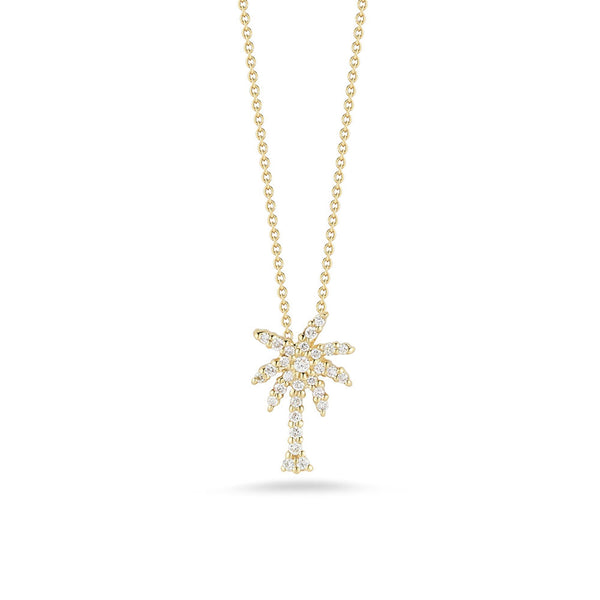 Roberto Coin Tiny Treasures Yellow Gold Diamond Palm Tree Pendant Necklace