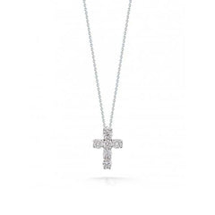 Roberto Coin Tiny Treasures White Gold Large Diamond Cross Pendant Necklace