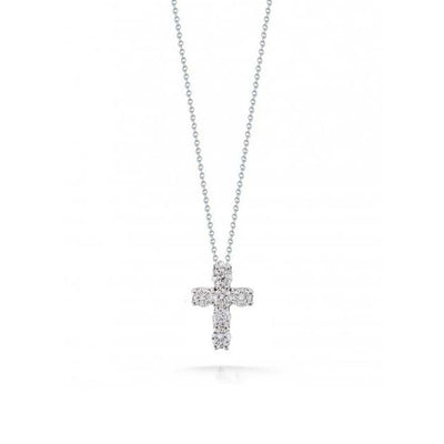 Roberto Coin Tiny Treasures White Gold Large Diamond Cross Pendant Necklace - Roberto Coin product