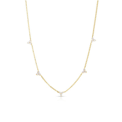 Roberto Coin Diamonds By The Inch 5 Station Diamond Necklace in Yellow Gold - 0.45ctw - Roberto Coin product
