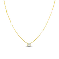 Roberto Coin East-West Emerald Cut Diamond Bezel Necklace