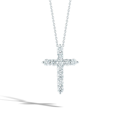 Roberto Coin Tiny Treasures White Gold Diamond Cross Pendant Necklace - Roberto Coin product