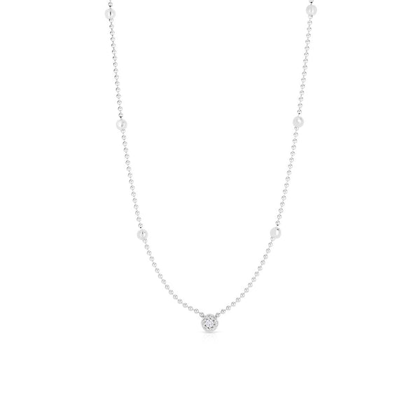 Roberto Coin Diamonds By The Inch White Gold Bead Chain Diamond Necklace