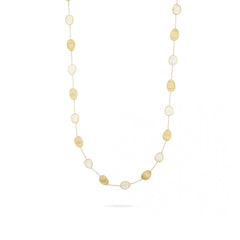 Marco Bicego Lunaria Long Yellow Gold & Mother of Pearl Station Necklace