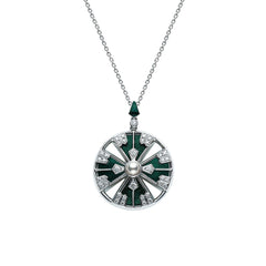 Mikimoto White Gold Akoya Pearl & Diamond Yaguruma Pendant Necklace