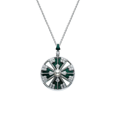 Mikimoto White Gold Akoya Pearl & Diamond Yaguruma Pendant Necklace - Mikimoto product