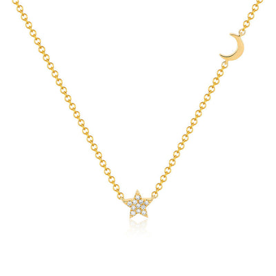EF Collection Small Star and Moon Diamond Necklace - EF Collection product