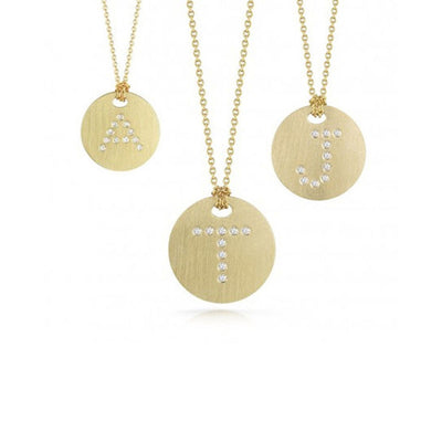 Roberto Coin Tiny Treasures Yellow Gold Diamond Initial Medallion Necklace - Roberto Coin product