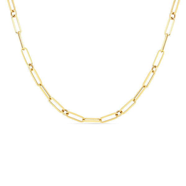 Roberto Coin Thin Paper Clip Link Necklace in 18K Yellow Gold