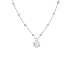 Gucci Interlocking Silver Station Flower Chain Necklace