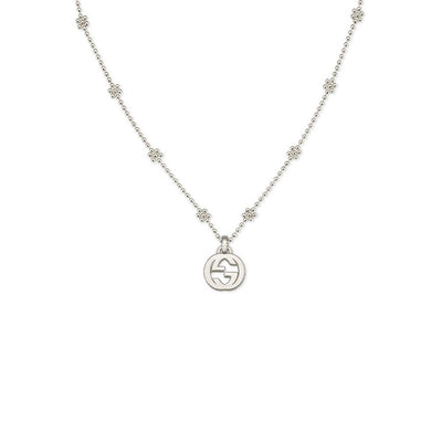 Gucci Interlocking Silver Station Flower Chain Necklace - Gucci product