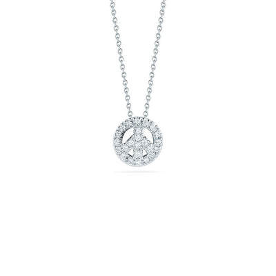 Roberto Coin Tiny Treasures White Gold Diamond Peace Sign Necklace - Roberto Coin product