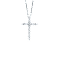 Roberto Coin Tiny Treasures White Gold Diamond Sliver Cross Necklace