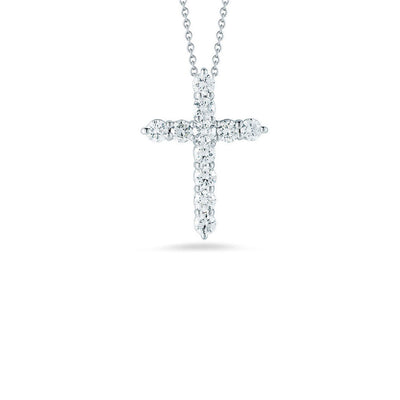 Roberto Coin Tiny Treasures White Gold Diamond Cross Pendant Necklace - Roberto Coin product
