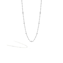 Roberto Coin White Gold 7 Station Bezel Set Diamond Bone Necklace 18"