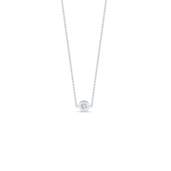 Roberto Coin Diamonds By The Inch White Gold Single Diamond Pendant Necklace
